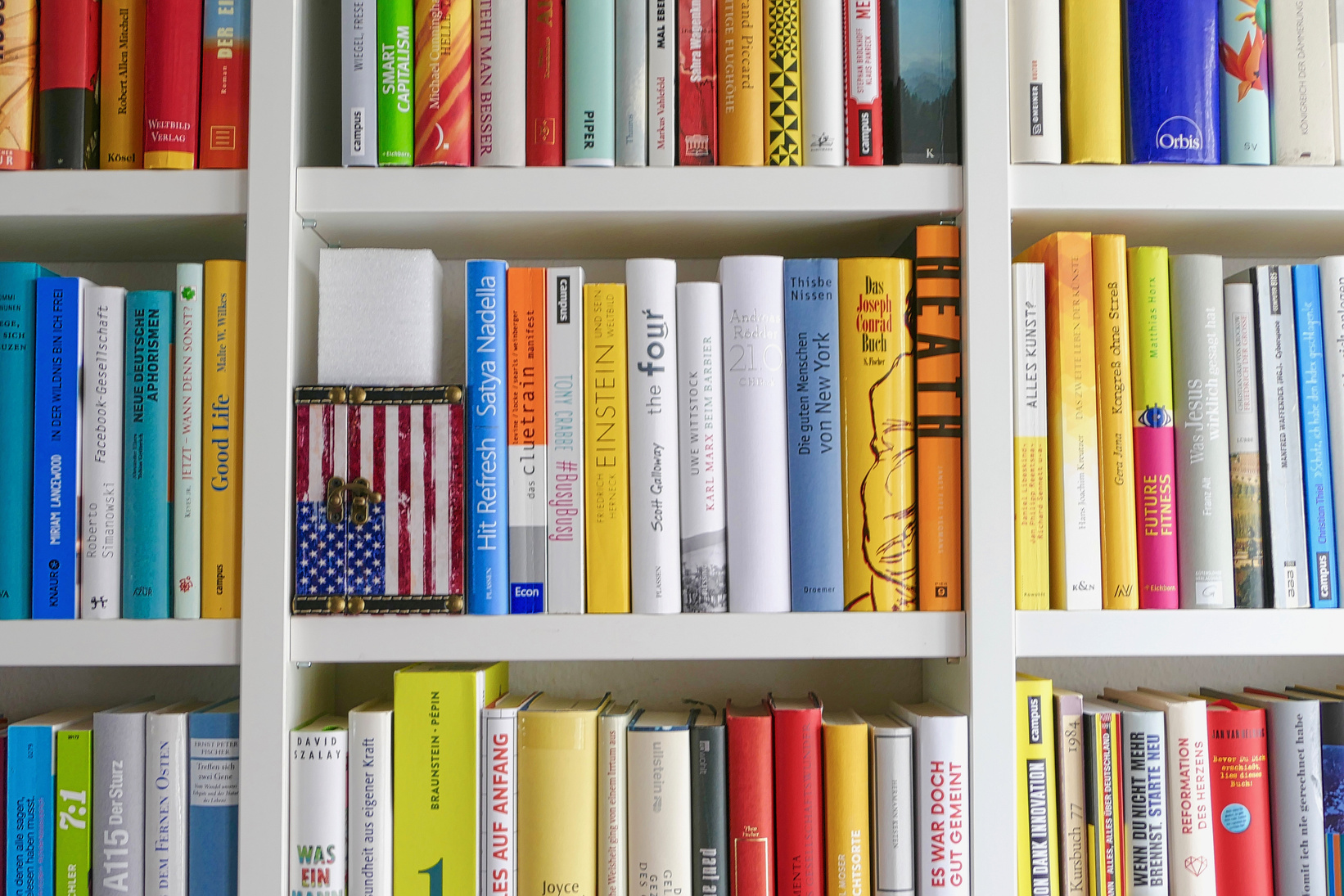 American flag  inside a bookshelf